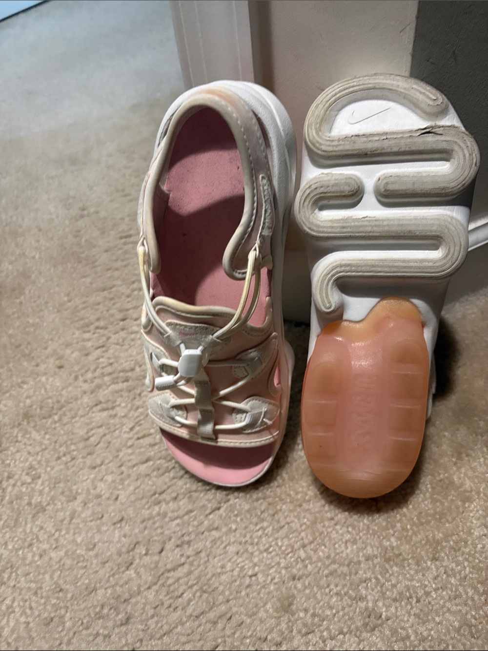 Nike Pink and White Women's Sport Sandals with Bungee Detail - Picture 3 of 3